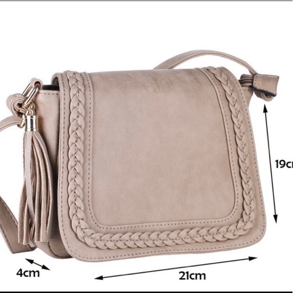 Off White Faux Leather Boho Braided Crossbody Bag - Picture 4 of 4